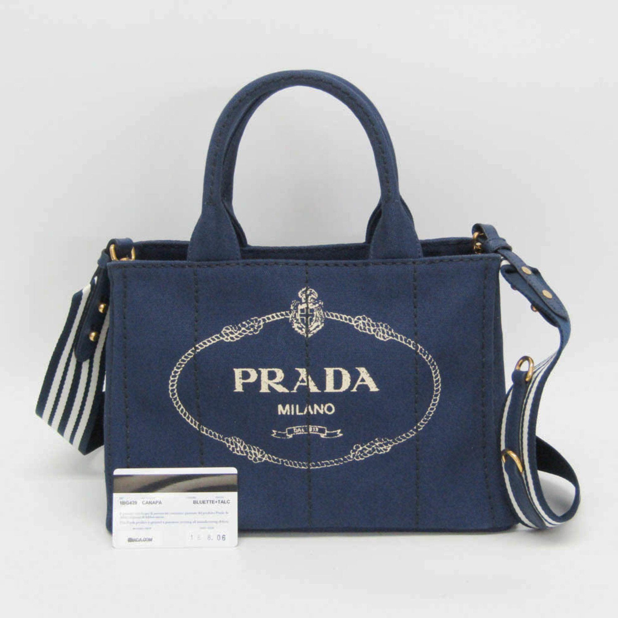 Prada Prada Canapa S Size 1BG439 Women's Canvas Shoulder Bag,Tote Bag Blue Size ONE SIZE - 2 Thumbnail