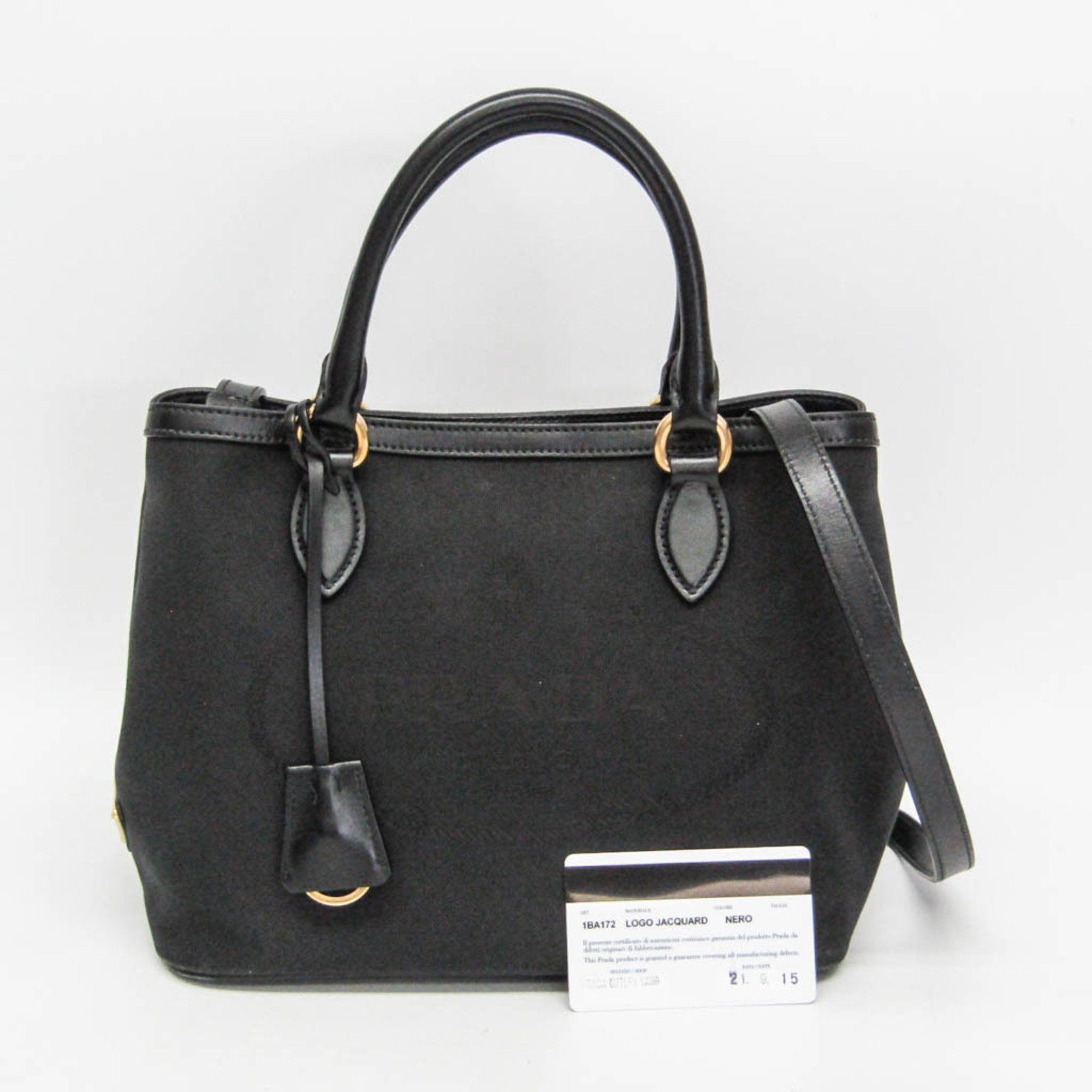 Prada Prada LOGO JACQUARD 1BA172 Women's Leather,Jacquard Handbag,Shoulder Bag Black Size ONE SIZE - 2 Thumbnail