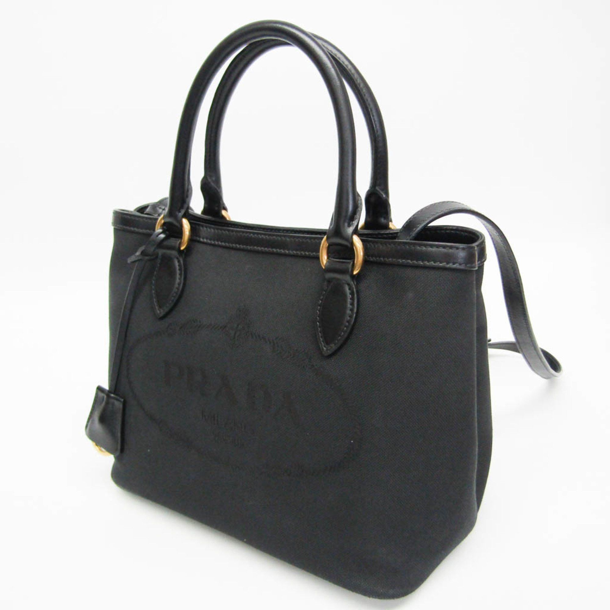 Prada Prada LOGO JACQUARD 1BA172 Women's Leather,Jacquard Handbag,Shoulder Bag Black Size ONE SIZE - 8 Thumbnail