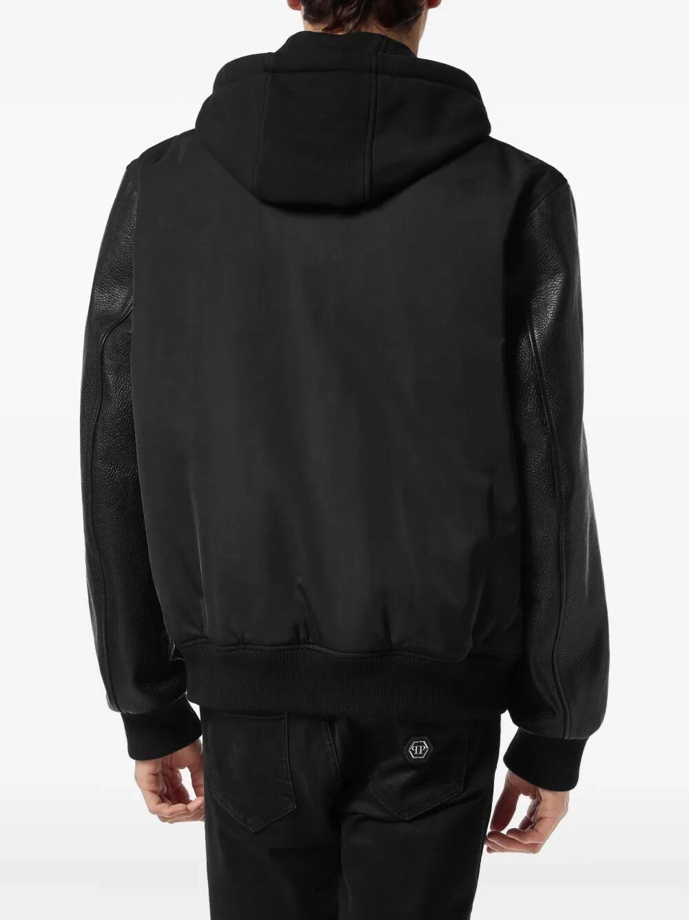Philipp Plein Nylon And Leather Varsity Bomber Hooded Jacket Size US M / EU 48-50 / 2 - 3 Thumbnail