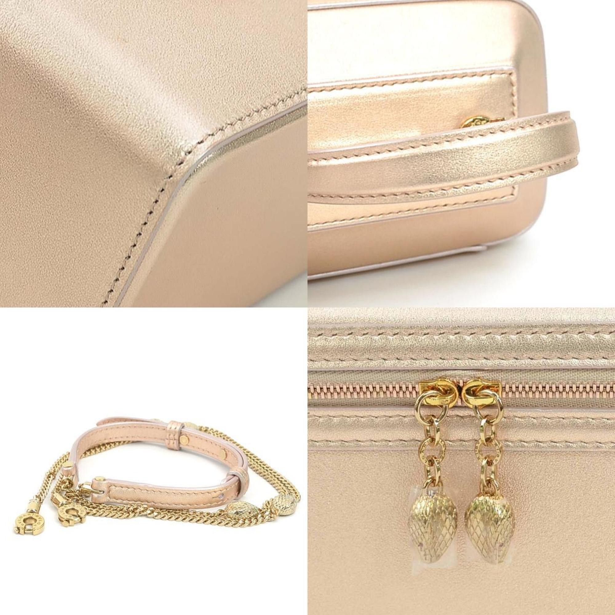 Bvlgari BVLGARI Serpenti Leather Shoulder Bag in Metallic Pink Beige, Women's, r10697a Size ONE SIZE - 4 Thumbnail