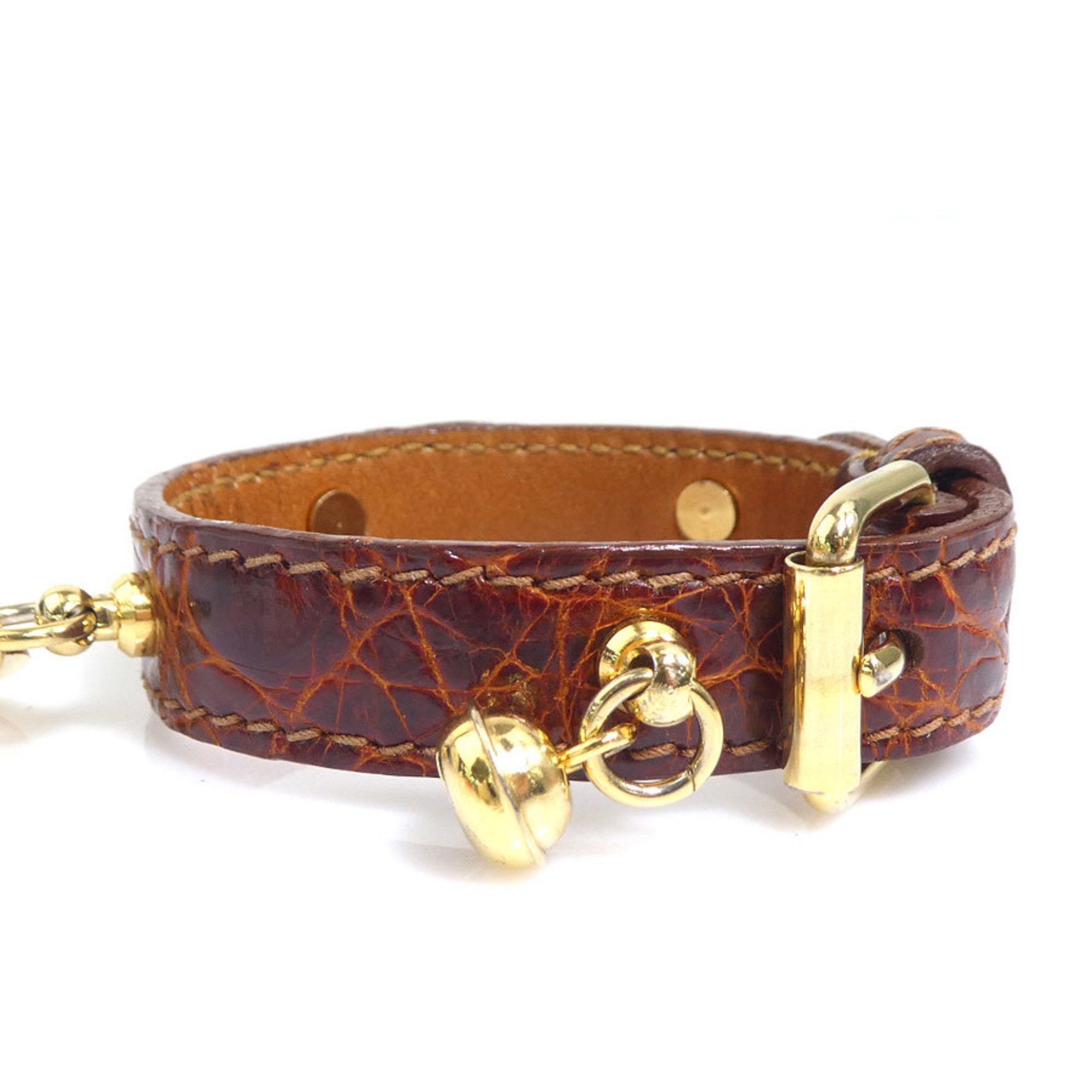Prada Prada Bracelet in Embossed Leather and Metal, Brown Gold, Women's, e60709a Size ONE SIZE - 4 Thumbnail
