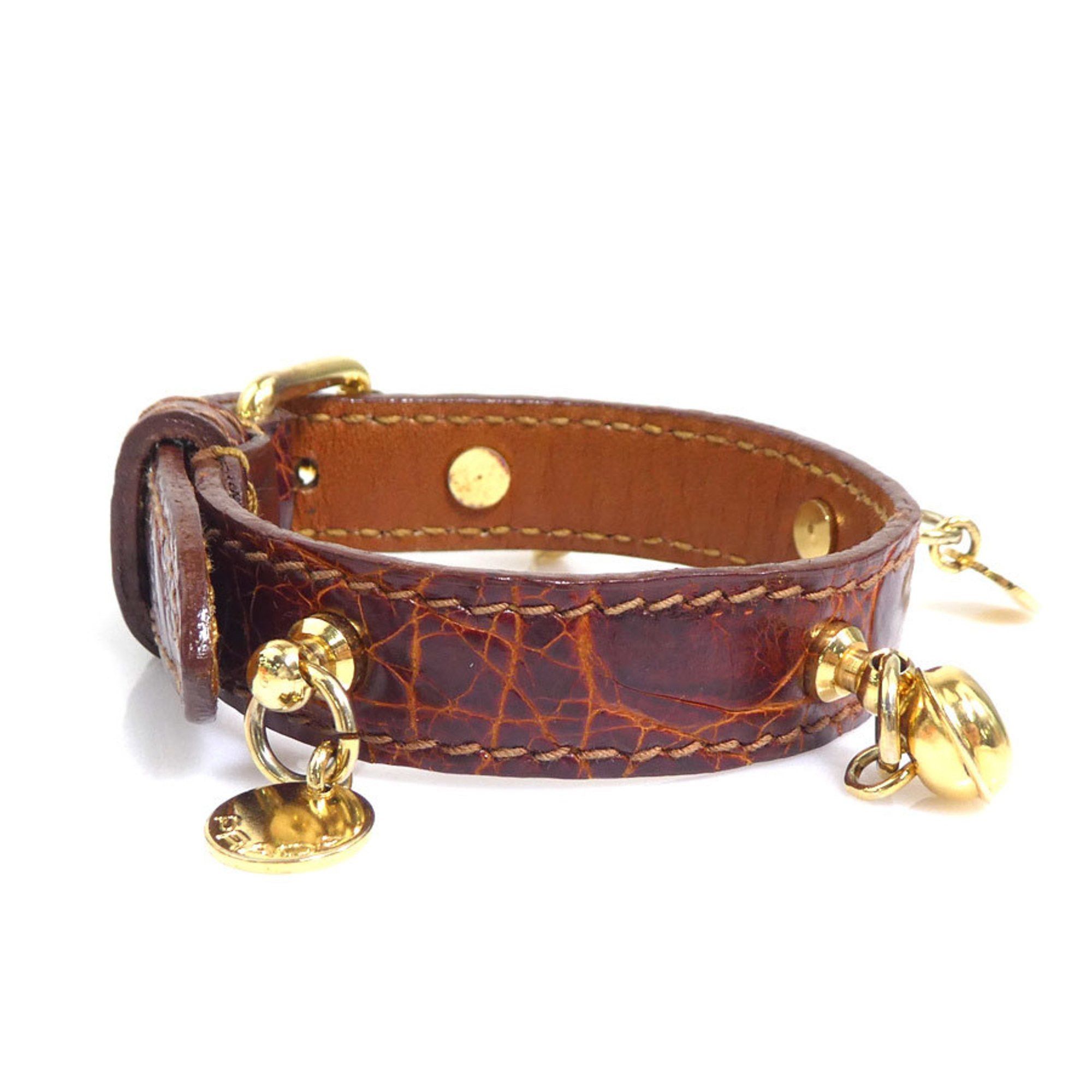 Prada Prada Bracelet in Embossed Leather and Metal, Brown Gold, Women's, e60709a Size ONE SIZE - 2 Thumbnail