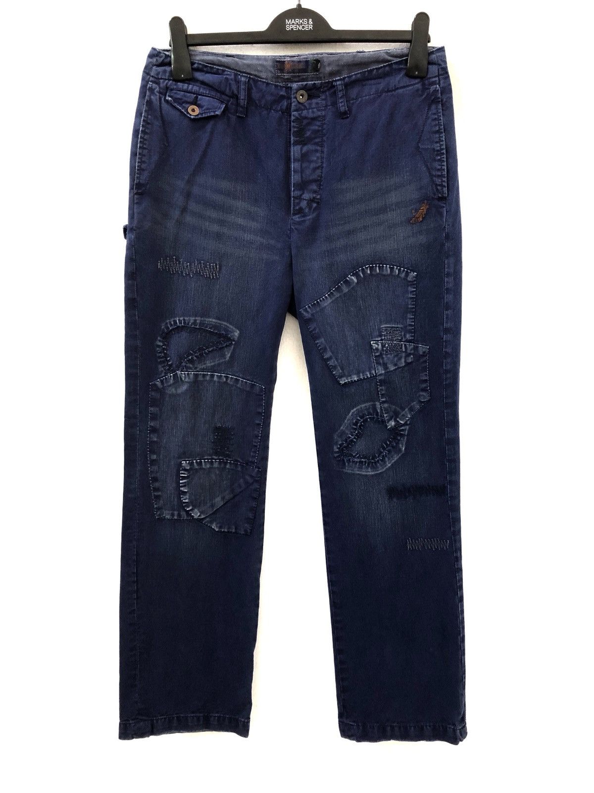 Indigo KU Japan Indigo Patchwork Trouser Pant Size US 31 - 1 Thumbnail