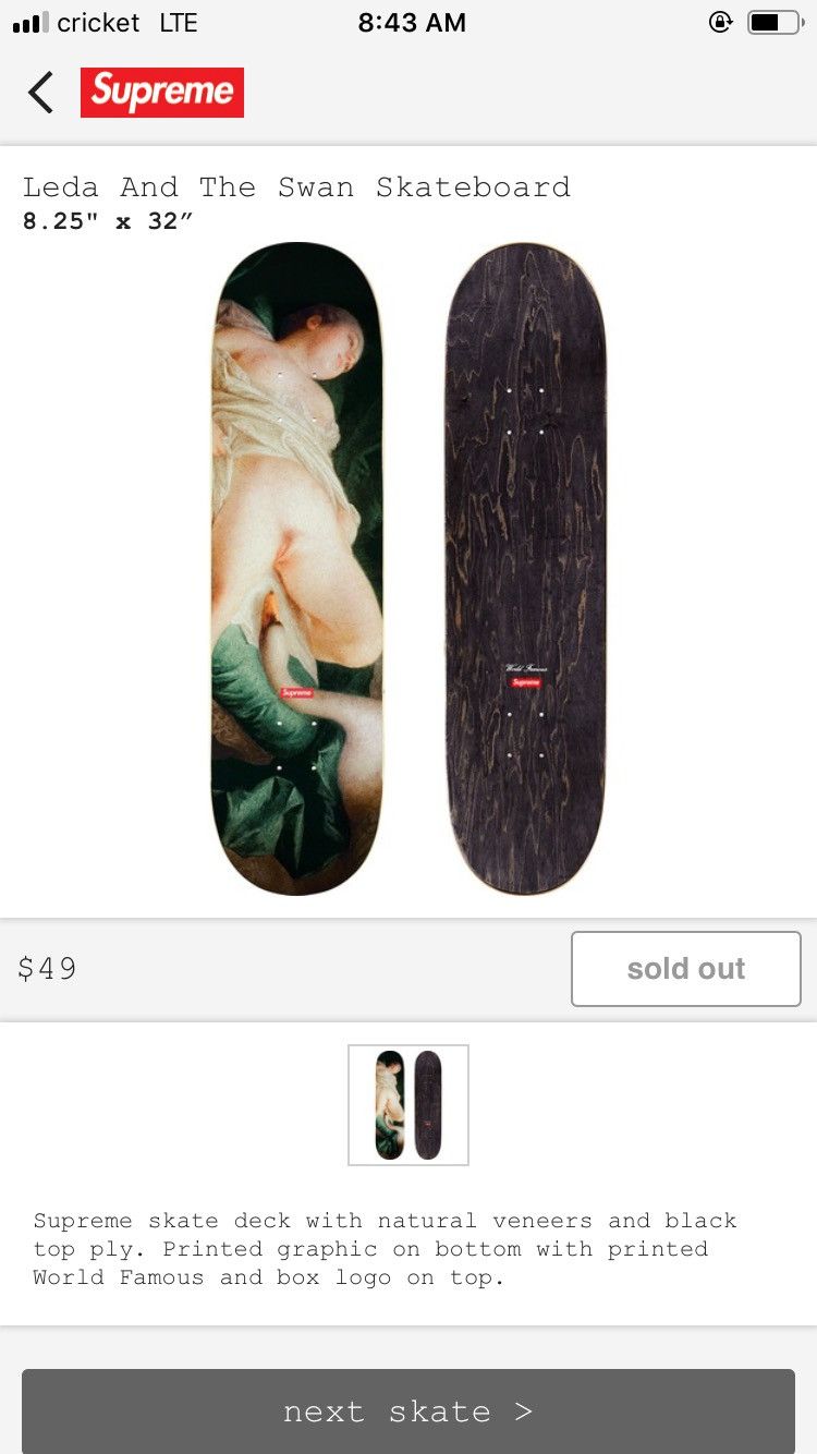 Skate Deck Leda And The Swan Supreme Supreme Leda And The Swan
