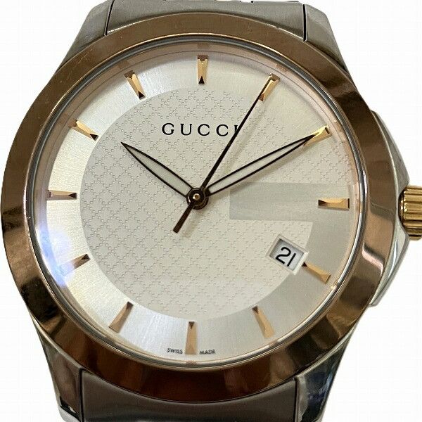 Gucci Gucci Gucci G-Timeless Stainless Steel Gold Plated Watch Metal Quartz 126.4 Size ONE SIZE - 4 Thumbnail