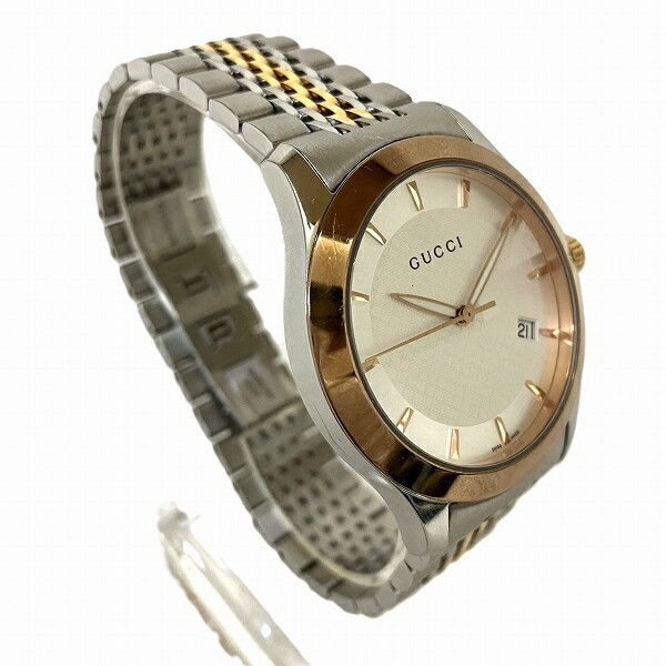 Gucci Gucci Gucci G-Timeless Stainless Steel Gold Plated Watch Metal Quartz 126.4 Size ONE SIZE - 3 Thumbnail