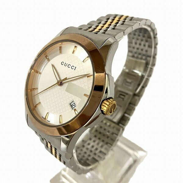 Gucci Gucci Gucci G-Timeless Stainless Steel Gold Plated Watch Metal Quartz 126.4 Size ONE SIZE - 2 Thumbnail