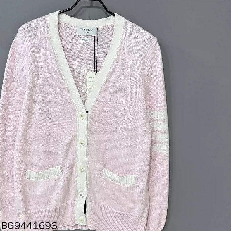 Thom Browne Pink Floral Knit Cardigan Thom Browne Size L / US 10 / IT 46 - 2 Thumbnail
