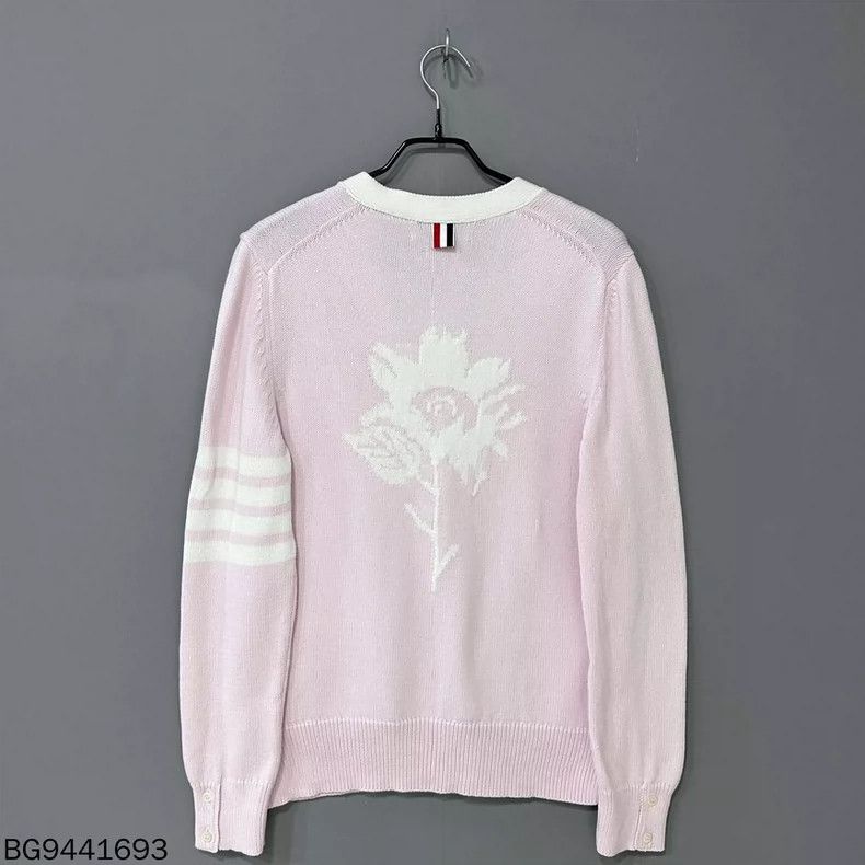 Thom Browne Pink Floral Knit Cardigan Thom Browne Size L / US 10 / IT 46 - 3 Thumbnail