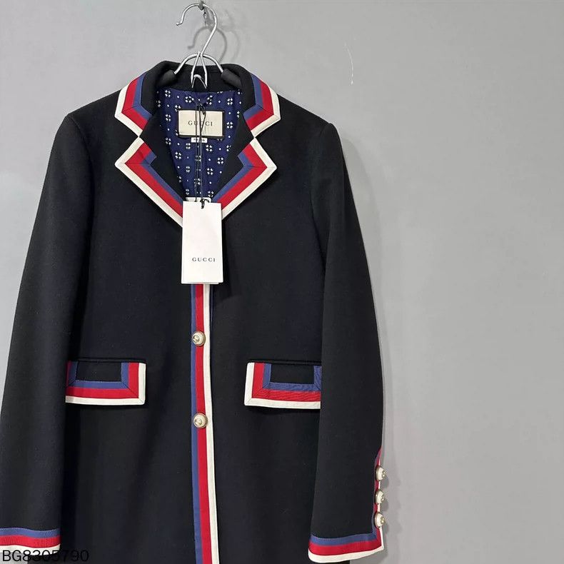 Gucci Gucci Contrast Stripe Pearl Button Wool Coat Size M / US 6-8 / IT 42-44 - 2 Thumbnail