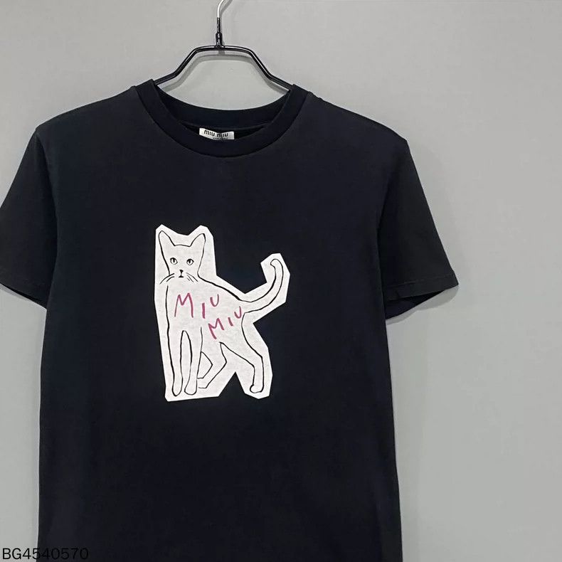 Miu Miu Black Cat Patch Logo Short Sleeve MIUMIU Size XS / US 0-2 / IT 36-38 - 2 Thumbnail