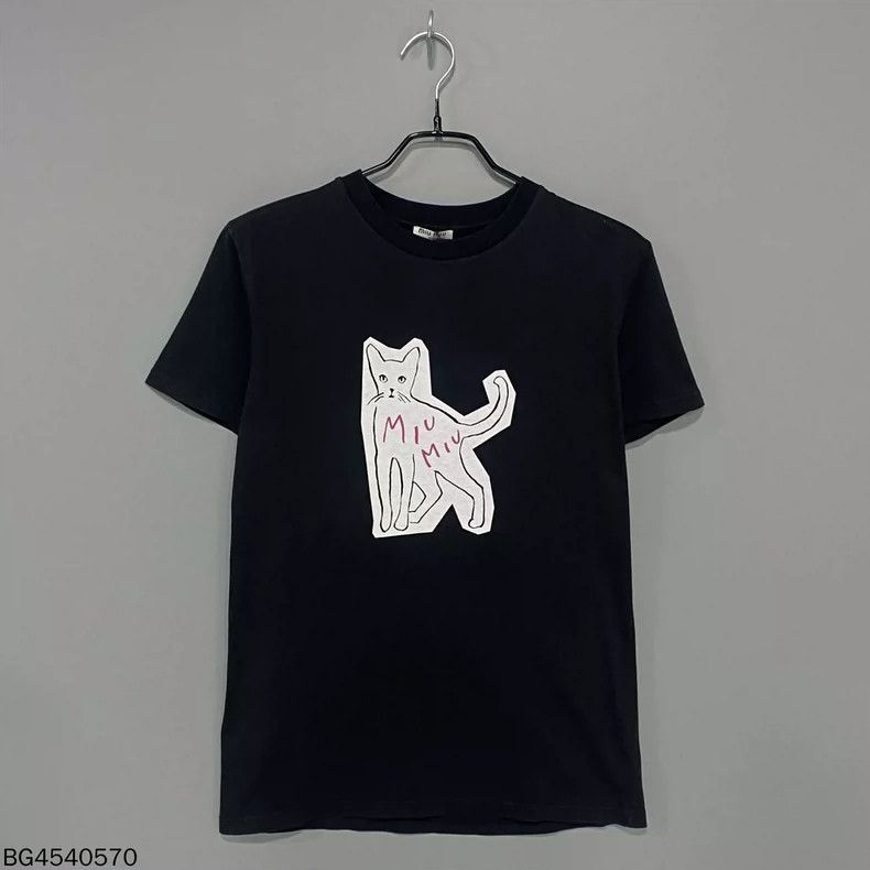 Miu Miu Black Cat Patch Logo Short Sleeve MIUMIU Size XS / US 0-2 / IT 36-38 - 3 Thumbnail