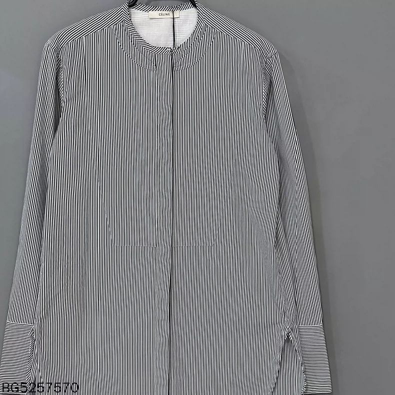 Celine Celine Blue White Stripe Shirt Size XXS / US 00 / IT 34 - 2 Thumbnail