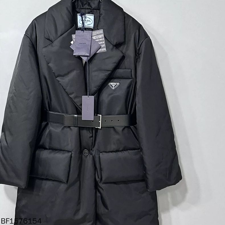 Prada PRADA Long Black Triangle Logo Down Coat Size M / US 6-8 / IT 42-44 - 2 Thumbnail