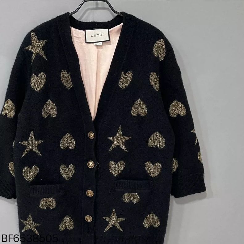 Gucci Gucci Heart Star Pattern Knit Cardigan Size ONE SIZE - 2 Thumbnail