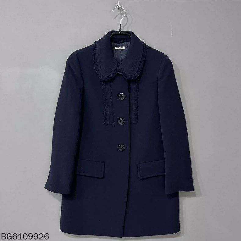 Miu Miu MIUMIU Black Wool Long Coat Size M / US 6-8 / IT 42-44 - 2 Thumbnail