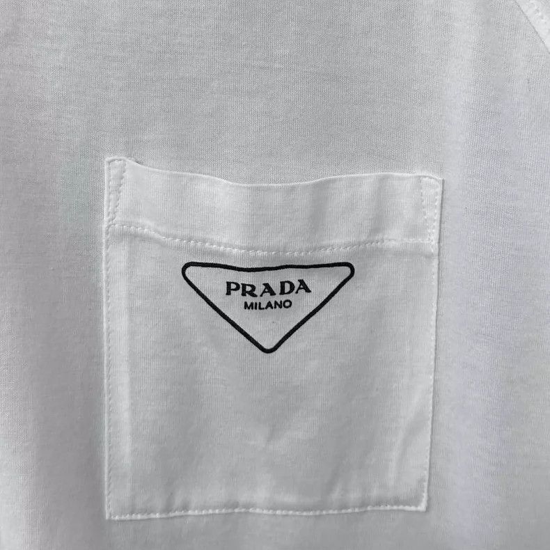 Prada PRADA Triangle Logo White Short Sleeve T-Shirt Size M / US 6-8 / IT 42-44 - 4 Thumbnail