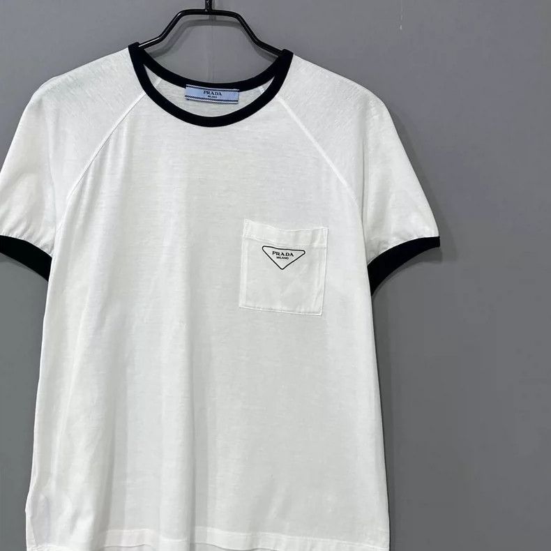 Prada PRADA Triangle Logo White Short Sleeve T-Shirt Size M / US 6-8 / IT 42-44 - 2 Thumbnail