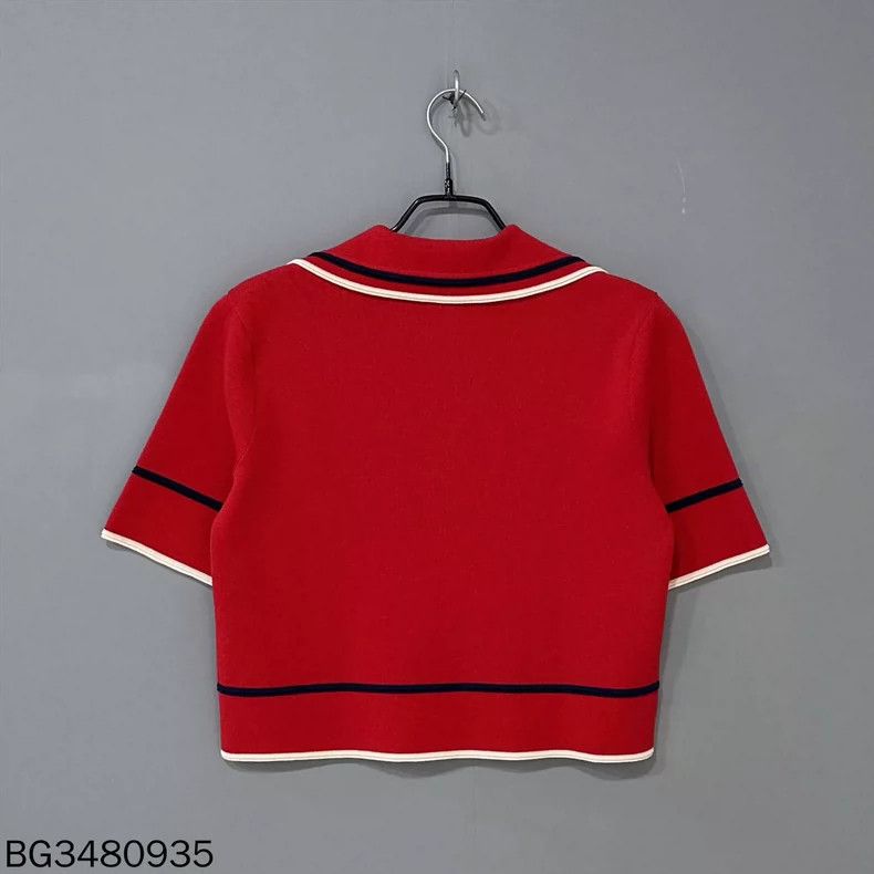 Gucci Gucci Red Striped Gold Button Knit Top Size XS / US 0-2 / IT 36-38 - 3 Thumbnail