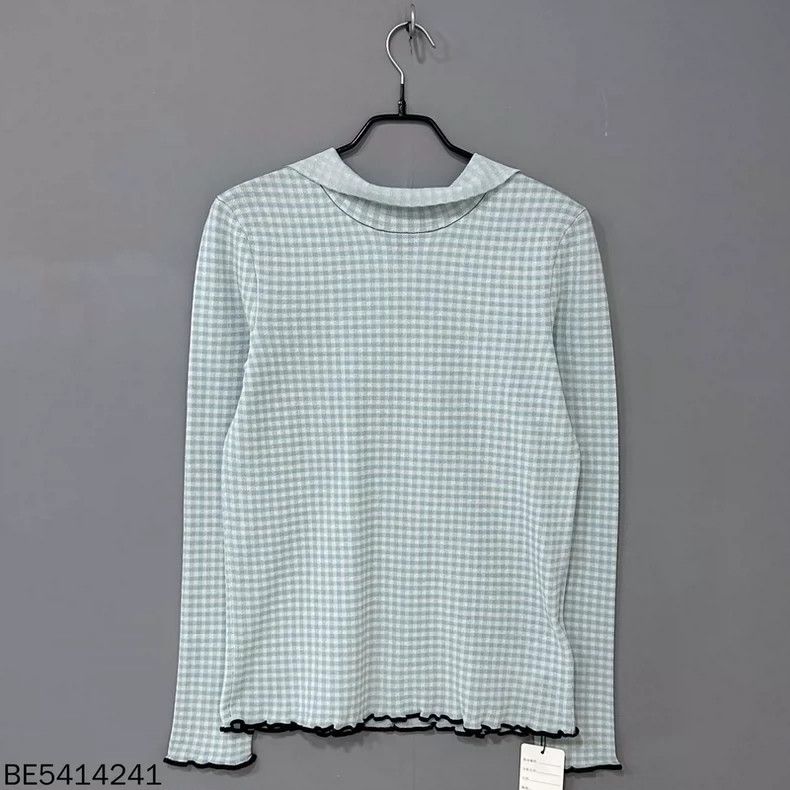 Bottega Veneta Bottega Veneta Blue Check Long Sleeve Top Size S / US 4 / IT 40 - 3 Thumbnail