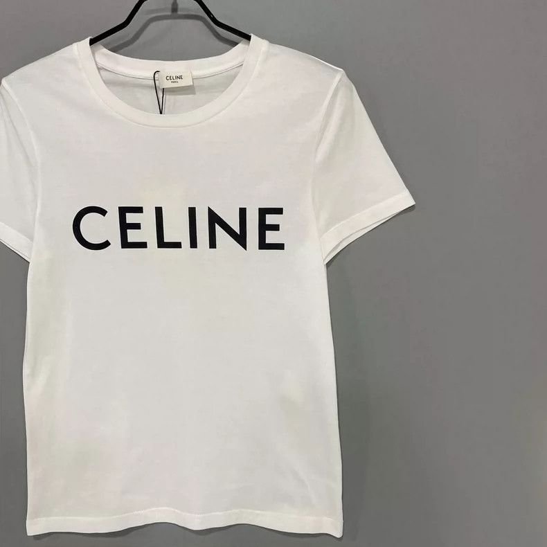 Celine Celine White Logo Short Sleeve T-shirt Size S / US 4 / IT 40 - 2 Thumbnail
