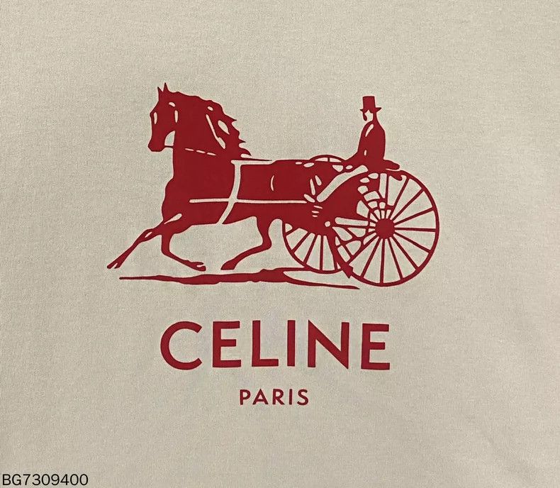 Celine Celine Beige Carriage Logo Short Sleeve Tee Size S / US 4 / IT 40 - 4 Thumbnail