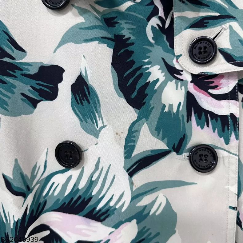 Burberry Floral Print Mid-Length Trench Coat