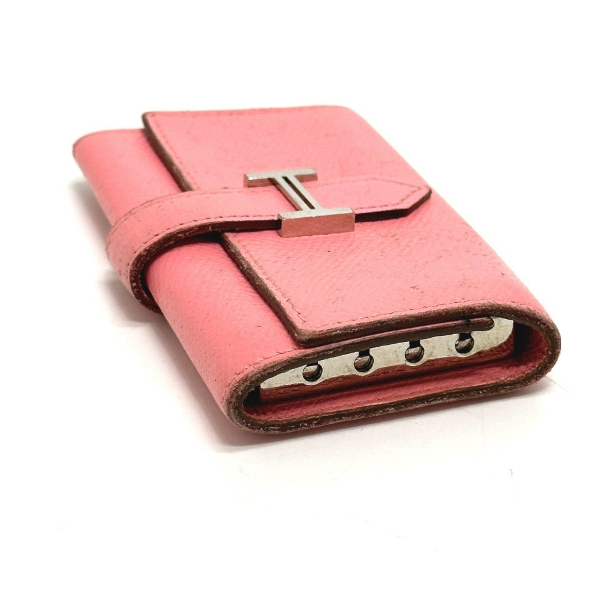 Hermes HERMES Bearn 4-ring key case with H hardware, Epsom leather, women's, rose confetti, pink Size ONE SIZE - 5 Thumbnail