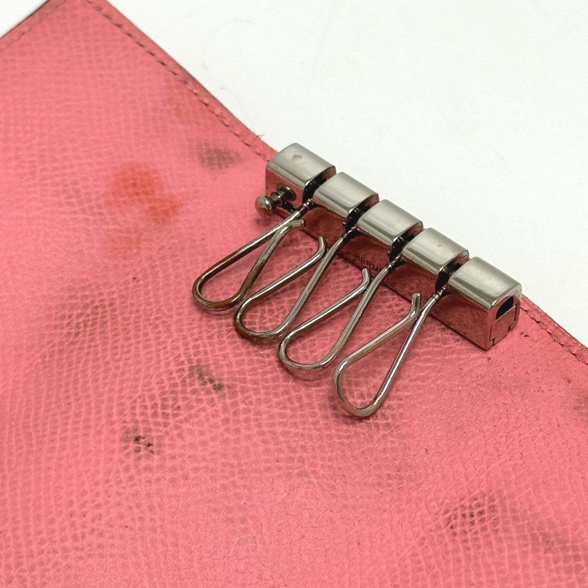 Hermes HERMES Bearn 4-ring key case with H hardware, Epsom leather, women's, rose confetti, pink Size ONE SIZE - 9 Thumbnail