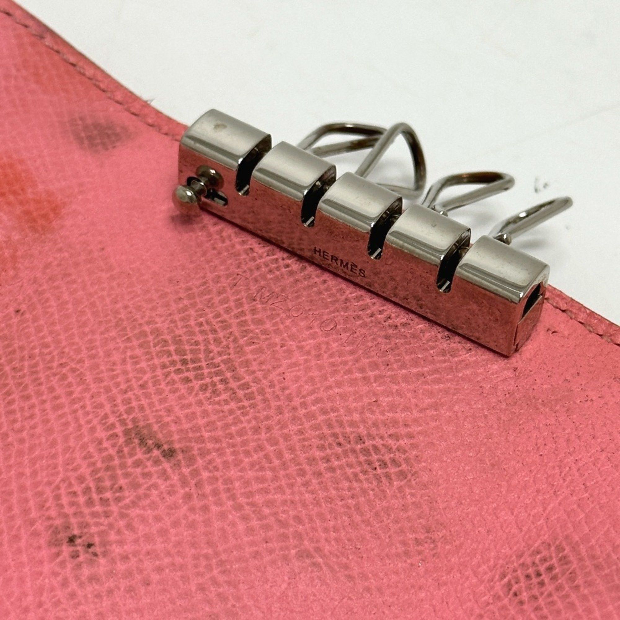 Hermes HERMES Bearn 4-ring key case with H hardware, Epsom leather, women's, rose confetti, pink Size ONE SIZE - 10 Thumbnail