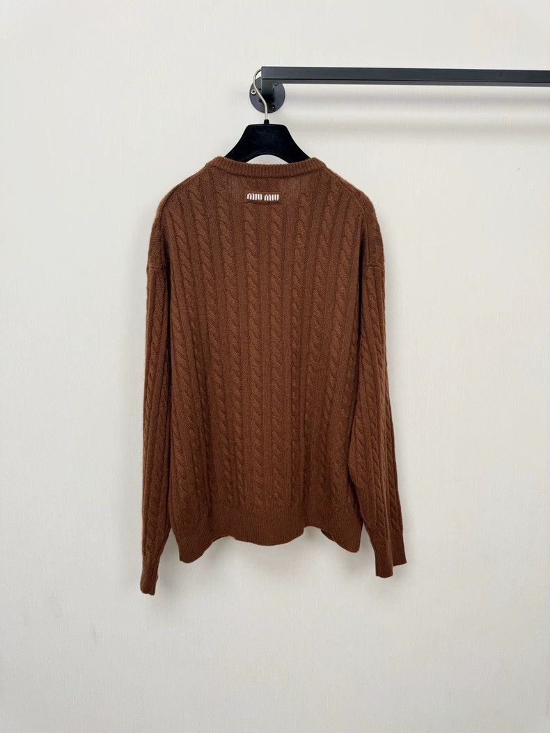 Miu Miu Miumiu Brown Cashmere Cable Knit Sweater Size M / US 6-8 / IT 42-44 - 7 Thumbnail