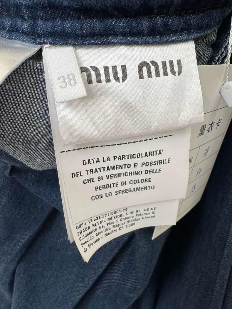 Miu Miu Miumiu Denim Pleated Mini Skirt Size 38" / US 16 / IT 52 - 5 Thumbnail