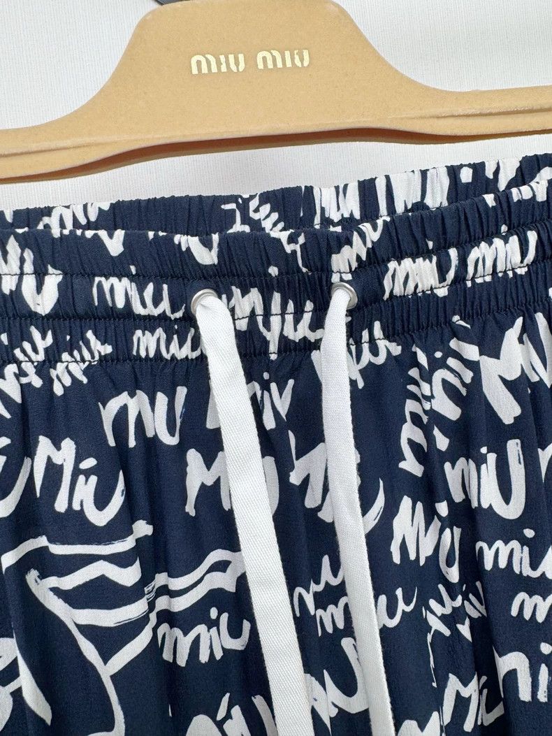 Miu Miu Miumiu Silk Skirt with White Letter Print Size 36" / US 14 / IT 50 - 2 Thumbnail