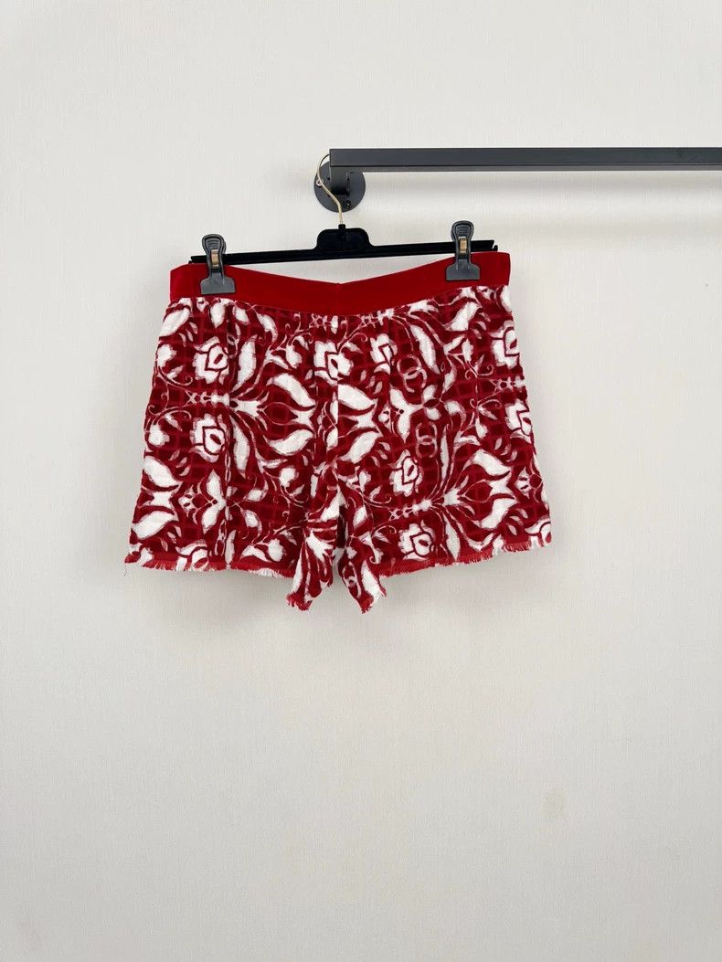 Chanel Chanel Red Floral Velvet Shorts Size 38" / US 16 / IT 52 - 5 Thumbnail