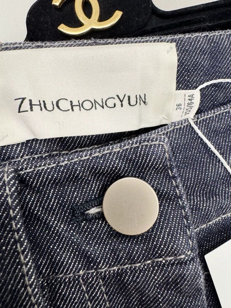 Designer ZHUCHONGYUN Denim Jeans with Number 5 Patch Size 36" / US 14 / IT 50 - 2 Thumbnail