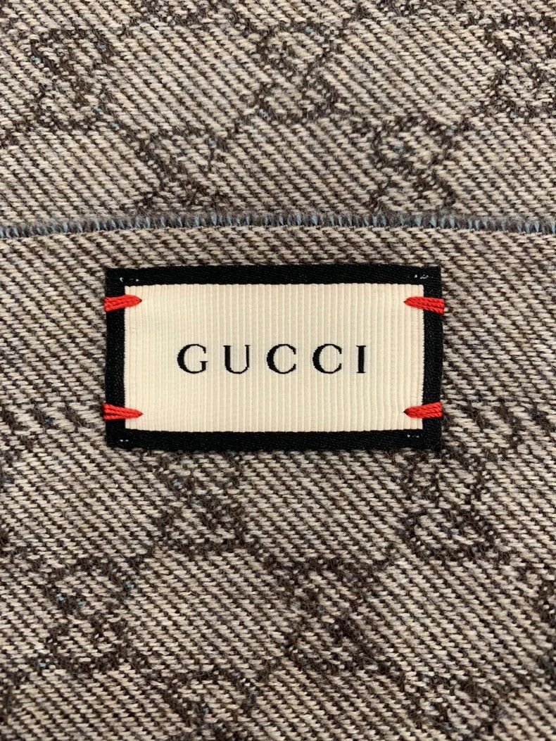 Gucci Gucci Double G Logo Wool Scarf Grey Blue Size ONE SIZE - 7 Thumbnail