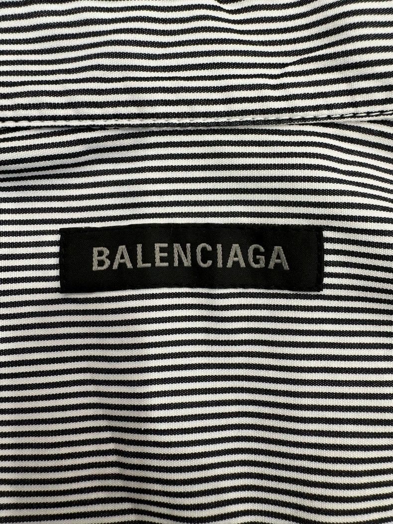 Balenciaga Balenciaga Gray Stripe Logo Button-Up Shirt Size XS / US 0-2 / IT 36-38 - 4 Thumbnail