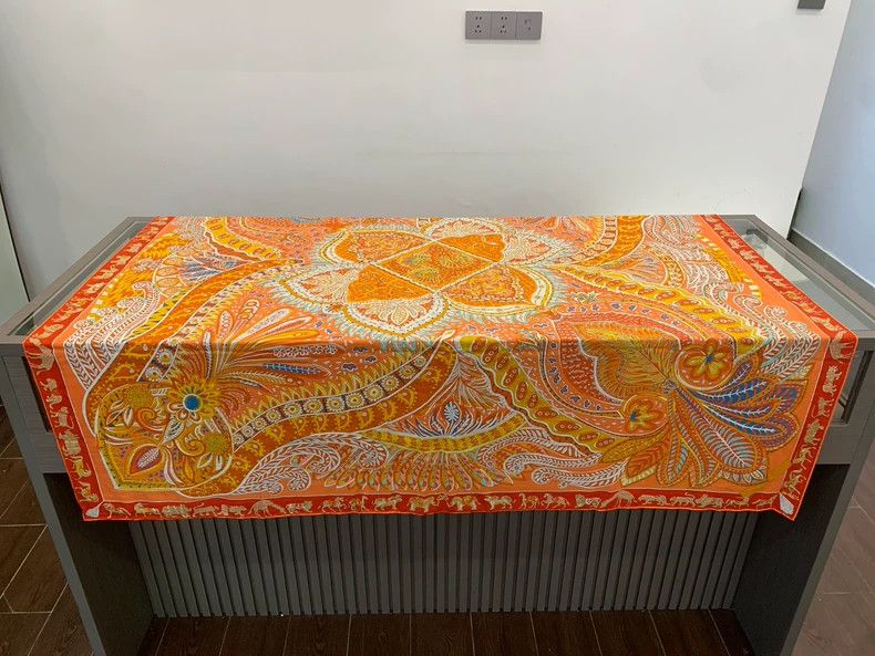 Hermes Hermes Floral Logo Wool Cashmere Scarf Size ONE SIZE - 3 Thumbnail