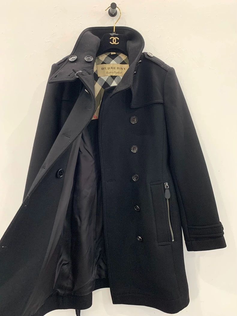 Burberry Burberry Black Wool Double-Breasted Trench Coat Size M / US 6-8 / IT 42-44 - 3 Thumbnail
