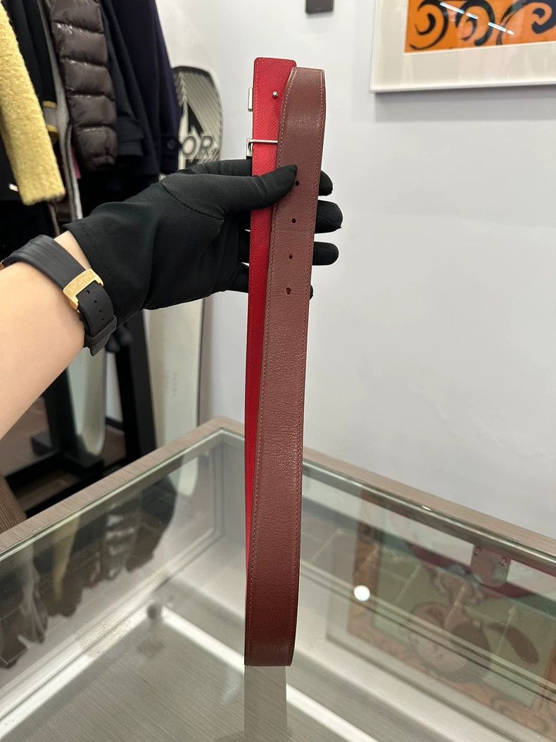 Hermes Hermes Red and Burgundy 3cm Women's Belt 85cm Size ONE SIZE - 4 Thumbnail