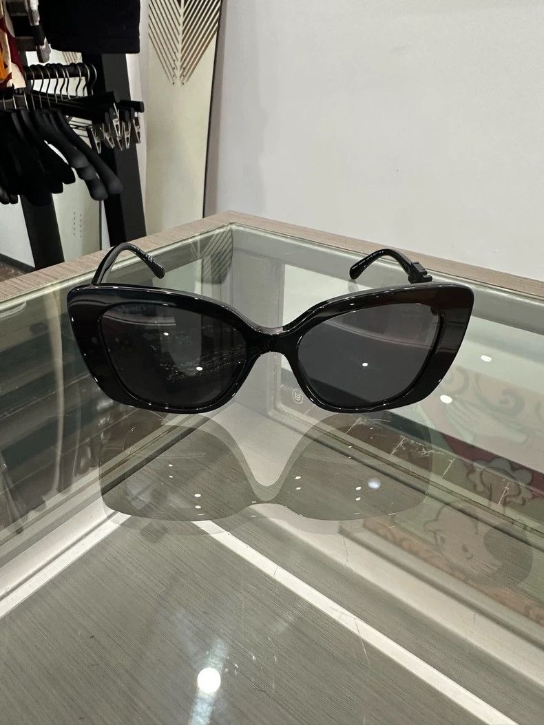 Chanel Chanel Black Rhinestone Logo Sunglasses Size ONE SIZE - 3 Thumbnail