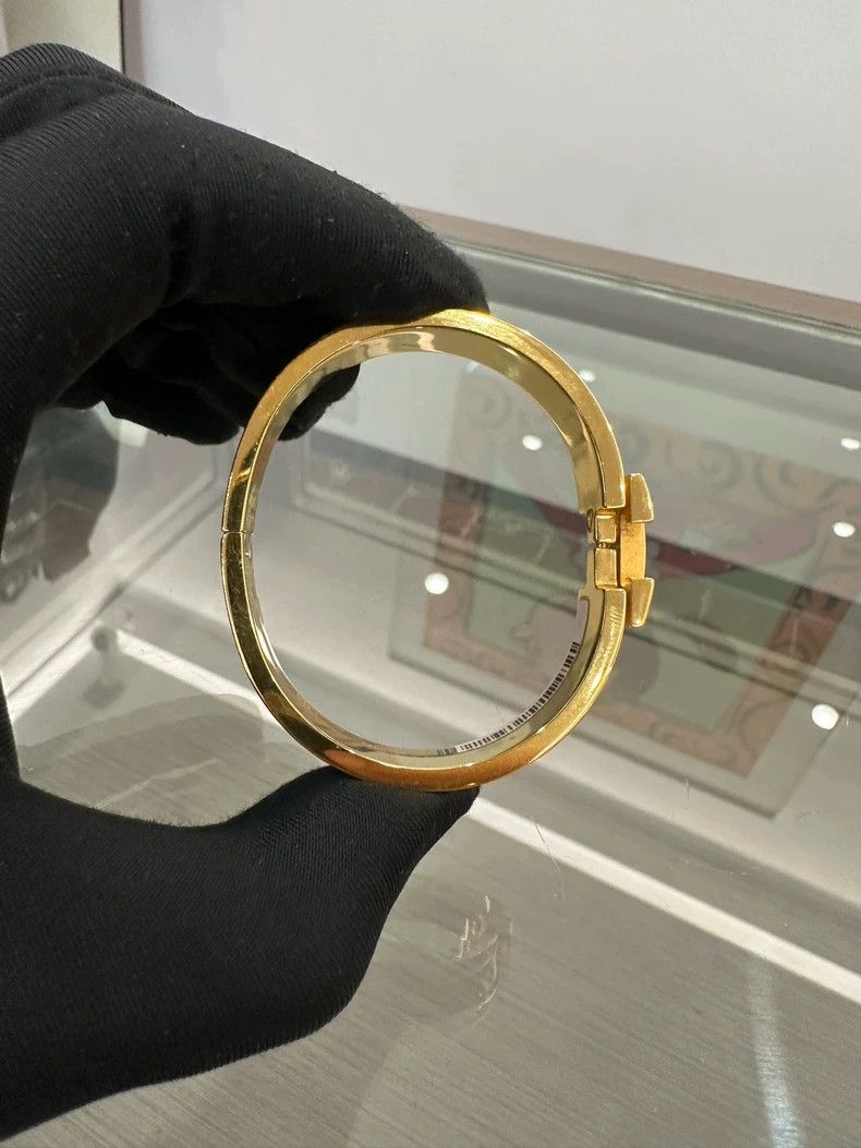 Hermes Hermes Clic H Enamel Bracelet Gold Black Size ONE SIZE - 4 Thumbnail