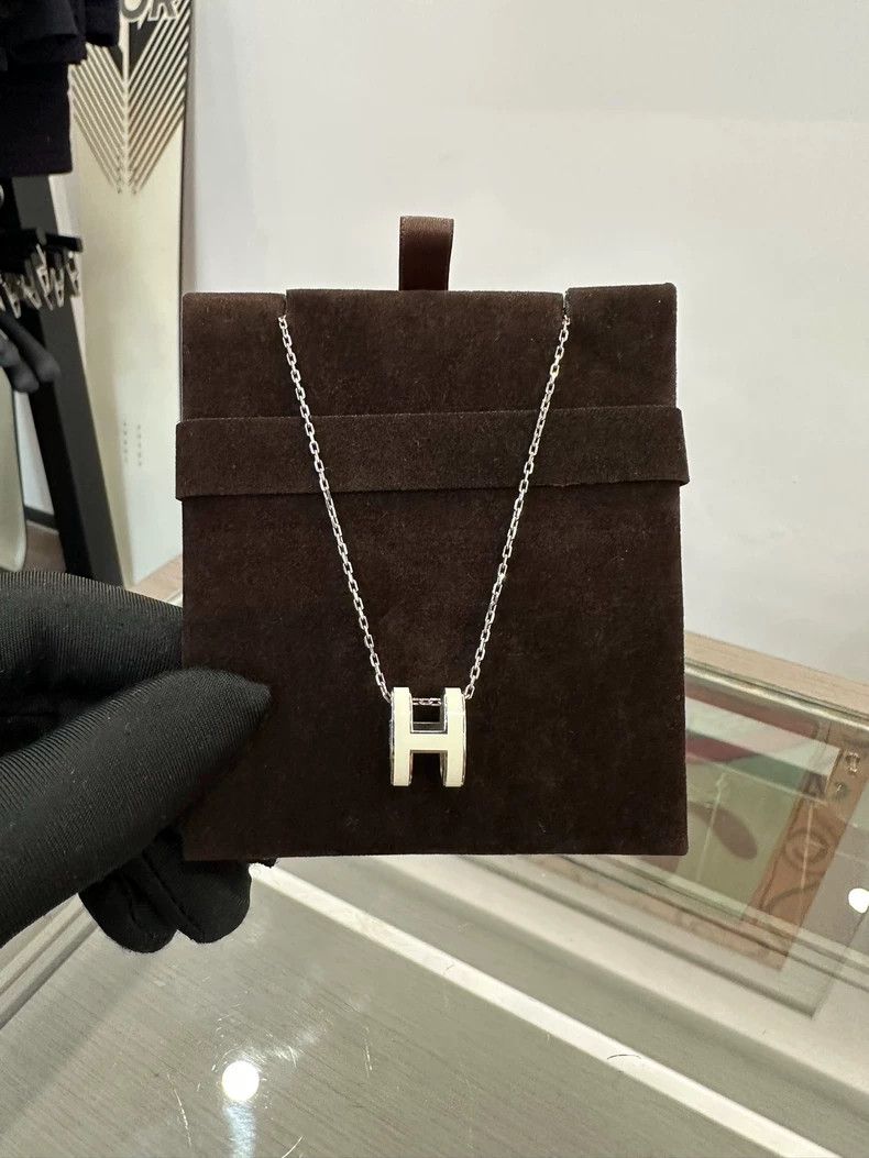 Hermes Hermes Pop H Enamel Silver Necklace Size ONE SIZE - 2 Thumbnail