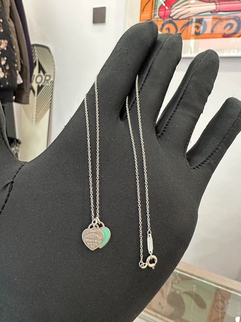 Tiffany & Co. Tiffany Double Heart Tag Silver Necklace Size ONE SIZE - 2 Thumbnail