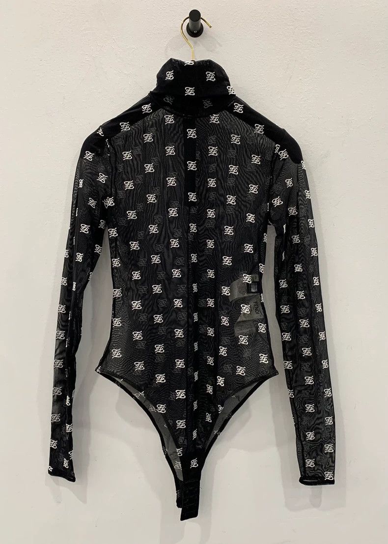 Fendi Fendi Lace FF Print Black Bodysuit Size XS / US 0-2 / IT 36-38 - 2 Thumbnail