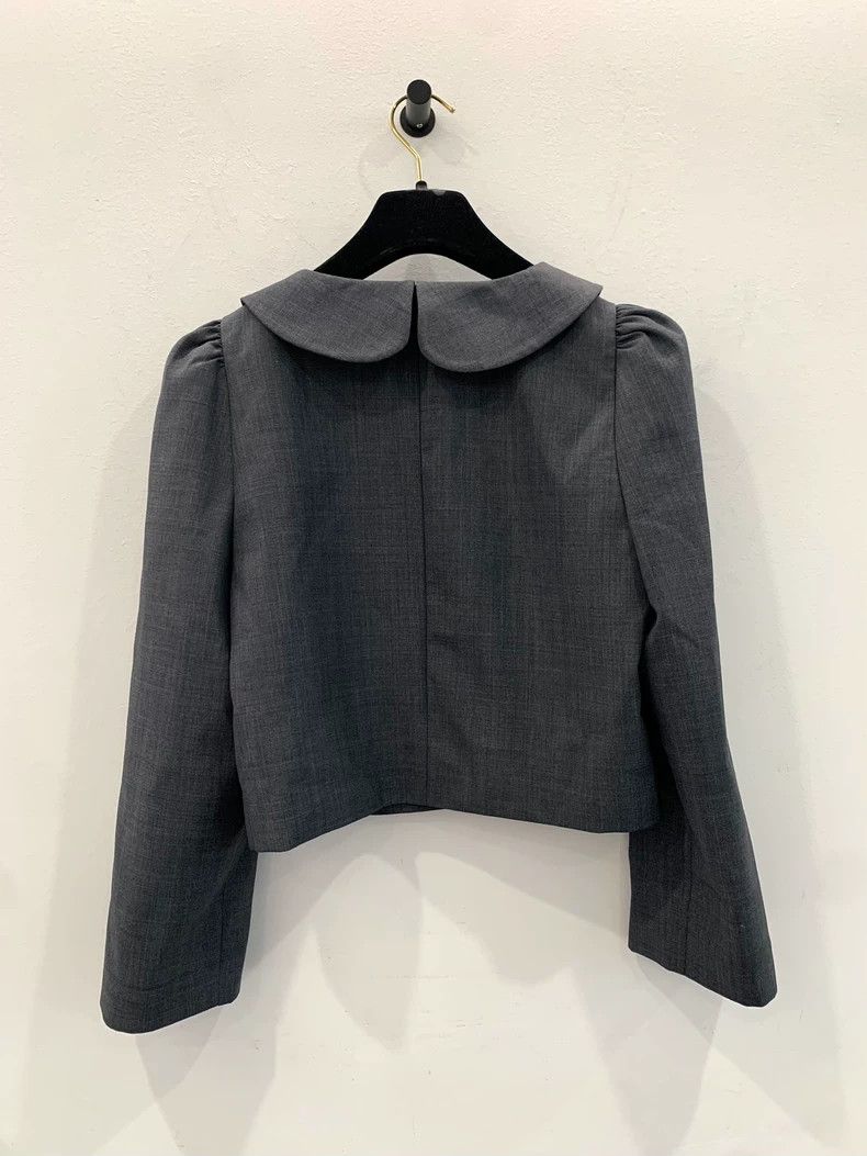 Designer Shushutong Grey Lotus Leaf Collar Coat and Skirt Set Size S / US 4 / IT 40 - 2 Thumbnail