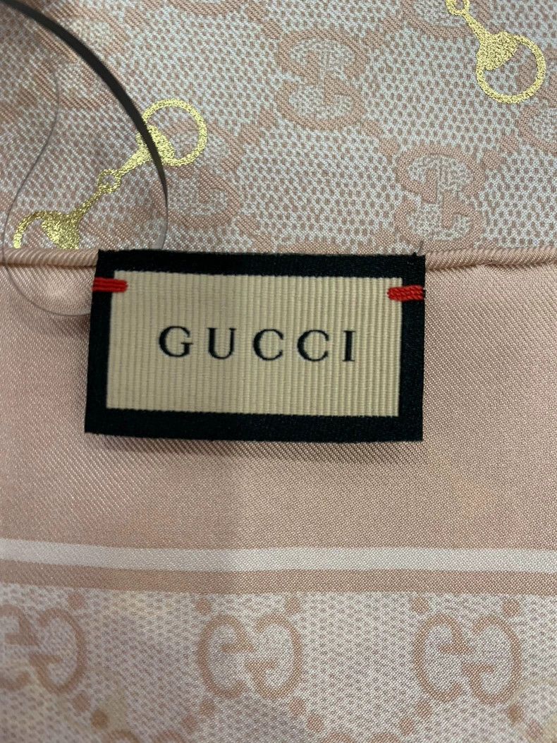 Gucci Gucci Rose Pink GG Logo Silk Scarf Size ONE SIZE - 7 Thumbnail