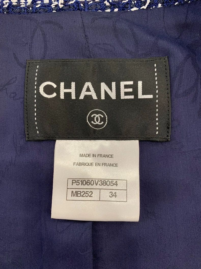 Chanel Chanel Blue Tweed Shimmer Button Women's Jacket Size XS / US 0-2 / IT 36-38 - 5 Thumbnail