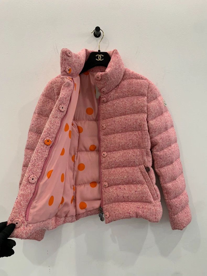 Moncler Moncler Pink Wool Down Jacket With Logo Size XS / US 0-2 / IT 36-38 - 3 Thumbnail